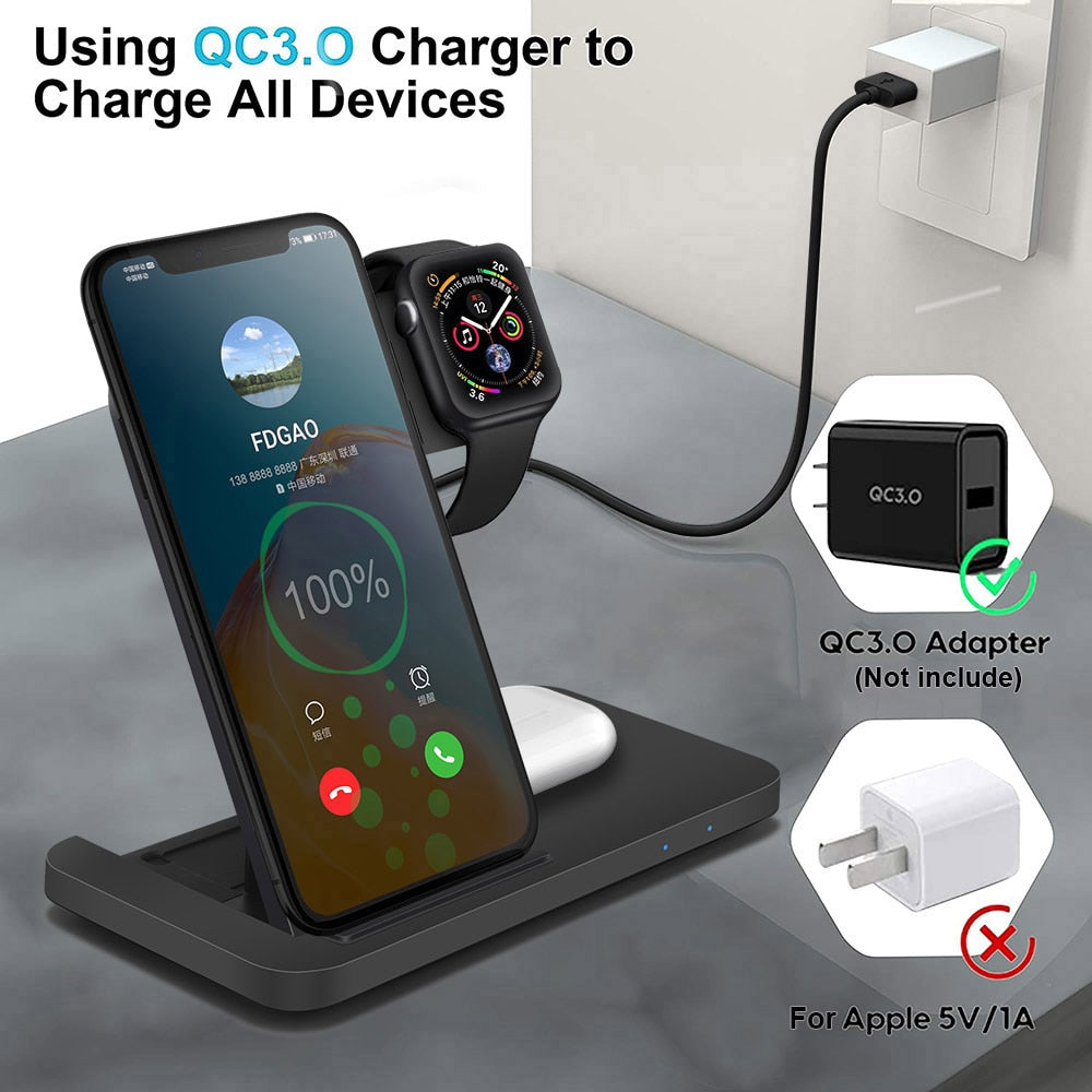 Equipped with the advanced QC3.0 fast charging technology, this dock station ensures your devices get powered up quickly and safely.