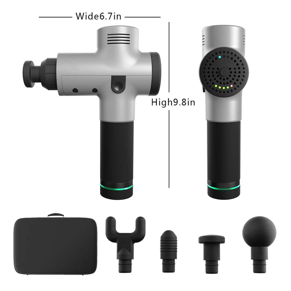 Compact yet powerful, our Muscle Massage Gun stands at 9.8 inches tall and 6.7 inches wide, making it the perfect size for portability and convenience, whether you're hitting the gym, traveling, or simply enjoying a relaxing evening at home.